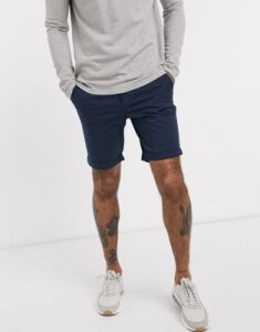 Selected Homme organic cotton chino shorts in navy