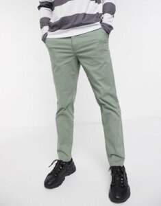 Selected Homme organic cotton straight fit chino pants in light green