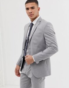 Selected Homme slim fit suit jacket with stretch in light gray