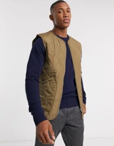 Selected Homme Thermore quilted vest utility tank in sand