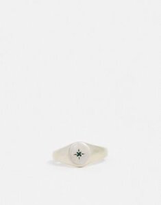 Serge DeNimes signet ring with green stone in silver