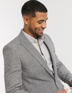 Shelby & Sons slim suit jacket in mini check in mono-Black