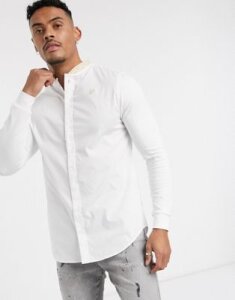 SikSilk long sleeve shirt in white with tape grandad collar