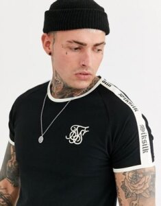 SikSilk muscle t-shirt in black with logo detail
