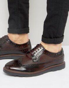 Silver Street Soho Brogues In Bordo Leather-Red