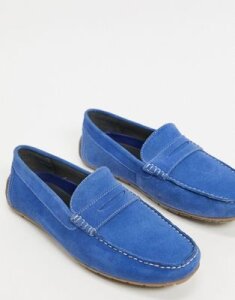 Silver Street suede penny loafer in blue