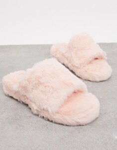 Simmi London fluffy slippers in baby pink