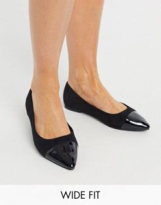Simply Be ballerina flat shoe in extra wide fit in black