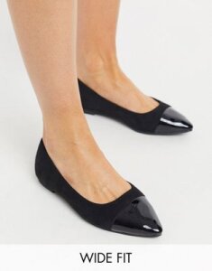 Simply Be ballerina flat shoe in wide fit in black