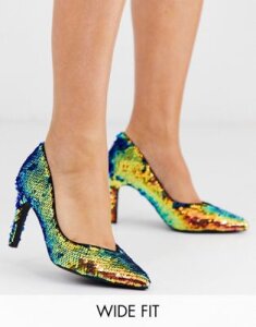 Simply Be extra wide fit Zana pumps in multi sequin