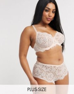 Simply Be jade full cup lace wired bra in blush-Pink