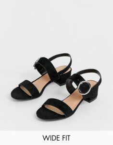 Simply Be wide fit Isabel block heeled sandal in black