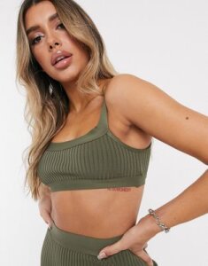 Sixth June crop top in bandage rib two-piece-Green