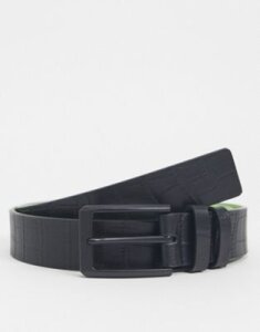 Smith & Canova leather croc belt in black