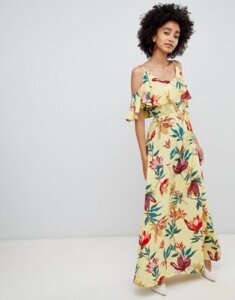 Soaked In Luxury Overlay Maxi Dress In Tropical Print-Multi