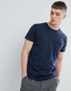 Solid T-Shirt With Raw Edge Neck In Navy