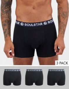 Soul Star 3 pack organic trunks in black with white band