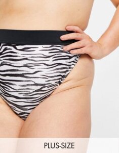 South Beach Curve Exclusive mix and match color block bikini bottom in zebra-Multi