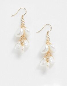 South Beach Exclusive pearl effect drop earrings-Gold