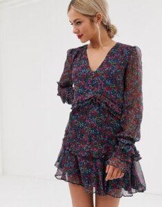 Stevie May mercy long sleeve floral mini dress-Multi