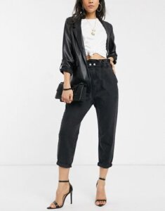 Stradivarius baggy jeans with elasticated waist in black