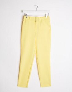 Stradivarius tailored pants with belt in yellow