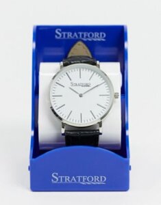 Stratford black watch with silver tone dial