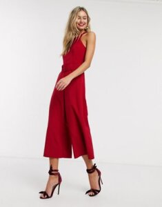Style Cheat racer back wide leg jumpsuit in red
