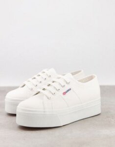 Superga 2790 Linea Flatform Chunky Sneakers In White