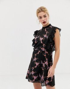 Talulah Eguro Floral Print Mini Dress-Black