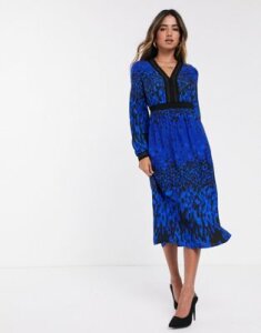 Ted Baker Maryema topaz print leopard midi dress-Blue