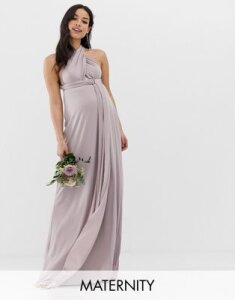 TFNC Maternity bridesmaid exclusive multiway maxi dress in gray