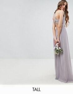 TFNC Tall Embellished Back Detail Maxi Bridesmaid Dress-Gray