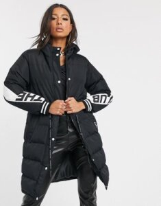 The Couture Club contrast panel longline padded jacket in black