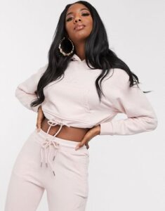 The Couture Club cropped hooded motif sweater in washed pink