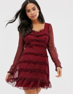 The East Order lucien frill mini dress-Red