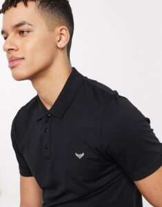 Threadbare basic muscle fit polo shirt in black