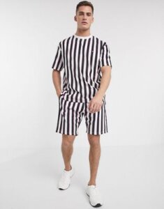 Threadbare two-piece organic stripe shorts-Black