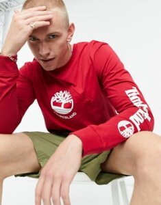 Timberland elevated tree logo long sleeve t-shirt-Red