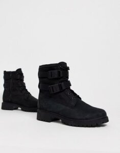 Timberland Jayne double buckle ankle boots in black