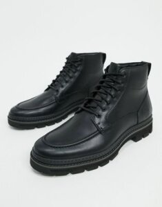 Timberland leather port union 6inch boots in jet black