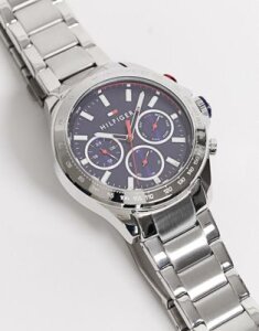 Tommy Hilfiger hudson watch with blue dial-Silver