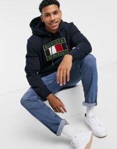 Tommy Hilfiger icon badge logo hoodie in navy