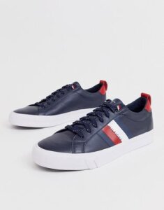 Tommy Hilfiger leather sneaker in navy with side logo stripes