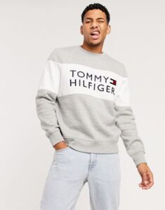 Tommy Hilfiger stellar logo crew neck sweatshirt in gray