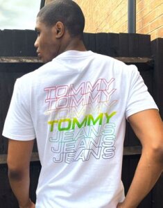 Tommy Jeans front and back repeat logo t-shirt in white