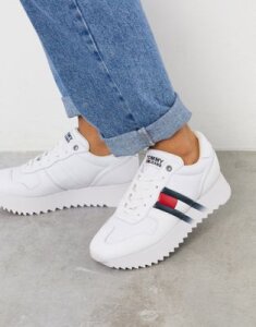 Tommy Jeans Imogen icon signature logo flatform sneakers in white