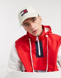 Tommy Jeans large flag logo cap in stone