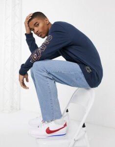 Tommy Jeans overlap logo long sleeve top in navy