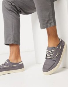 TOMS boat shoes in gray canvas